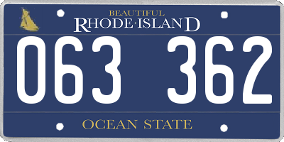 RI license plate 063362