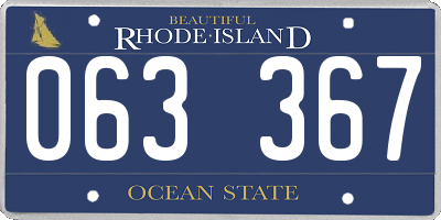 RI license plate 063367