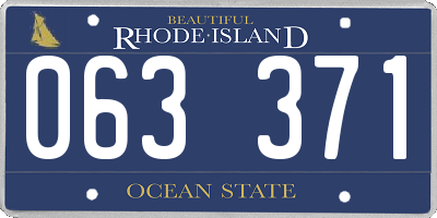 RI license plate 063371