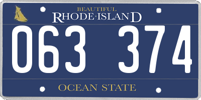 RI license plate 063374