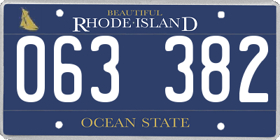 RI license plate 063382