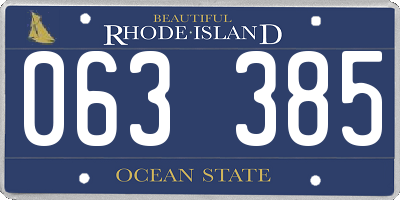 RI license plate 063385