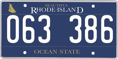 RI license plate 063386