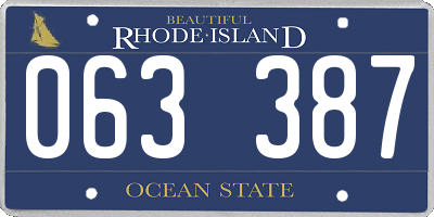 RI license plate 063387