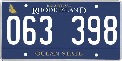 RI license plate 063398