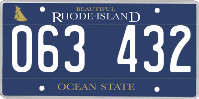 RI license plate 063432
