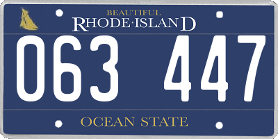 RI license plate 063447