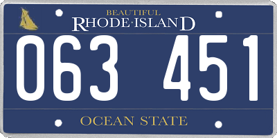 RI license plate 063451