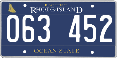 RI license plate 063452