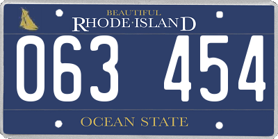RI license plate 063454
