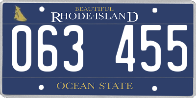 RI license plate 063455
