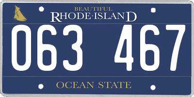 RI license plate 063467