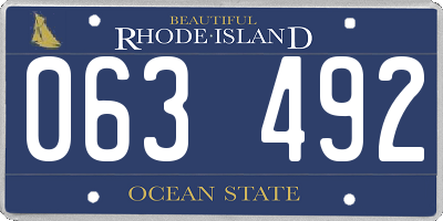 RI license plate 063492