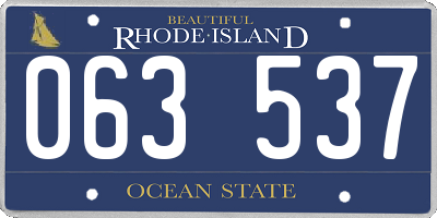 RI license plate 063537