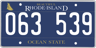RI license plate 063539