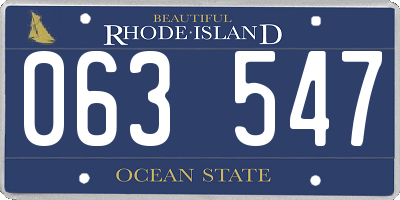 RI license plate 063547