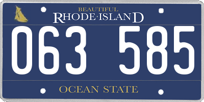 RI license plate 063585