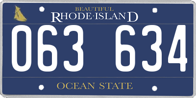 RI license plate 063634