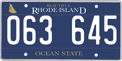 RI license plate 063645