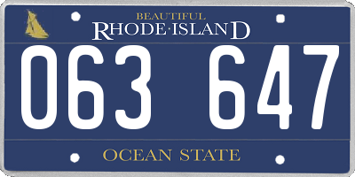 RI license plate 063647