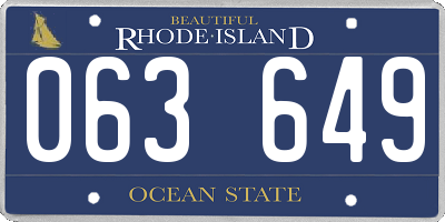 RI license plate 063649
