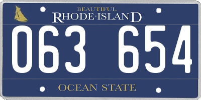 RI license plate 063654