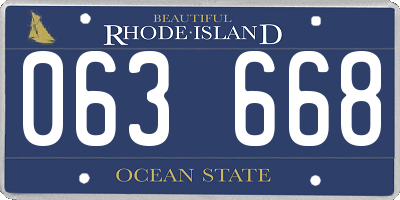RI license plate 063668