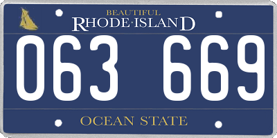 RI license plate 063669