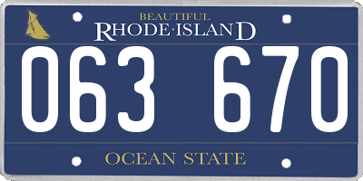 RI license plate 063670