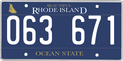 RI license plate 063671