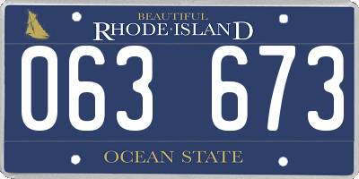 RI license plate 063673