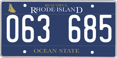RI license plate 063685