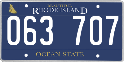 RI license plate 063707