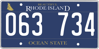 RI license plate 063734
