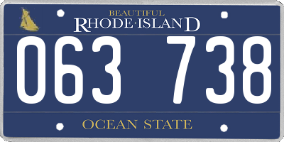 RI license plate 063738
