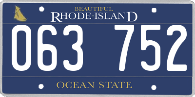 RI license plate 063752
