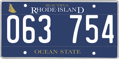 RI license plate 063754