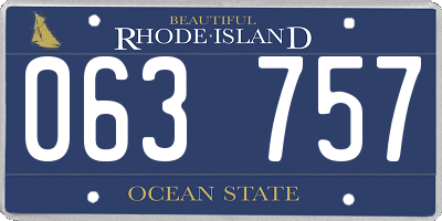 RI license plate 063757
