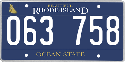 RI license plate 063758