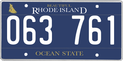 RI license plate 063761