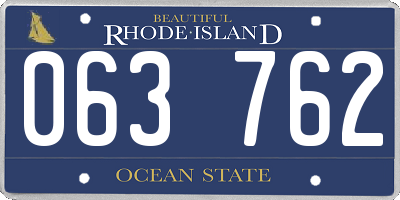 RI license plate 063762