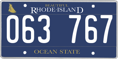 RI license plate 063767