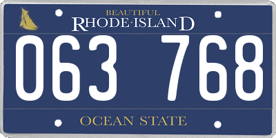 RI license plate 063768