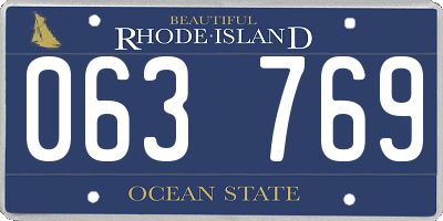 RI license plate 063769