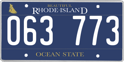 RI license plate 063773
