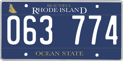 RI license plate 063774