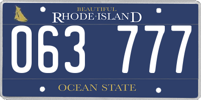 RI license plate 063777