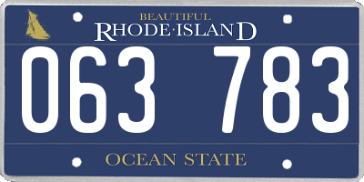 RI license plate 063783