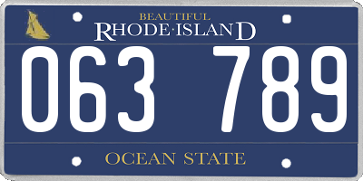 RI license plate 063789