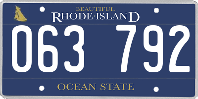 RI license plate 063792